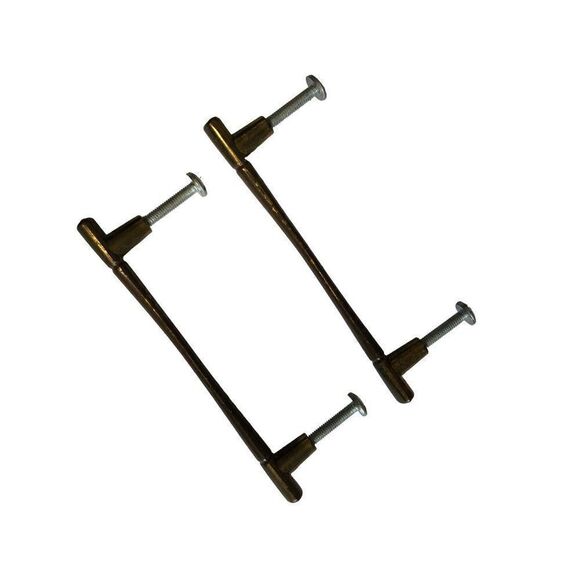 Set of 2 Vintage Cabinet Handle Drawer Pull Solid Brass Hardware - Picture 1 of 4